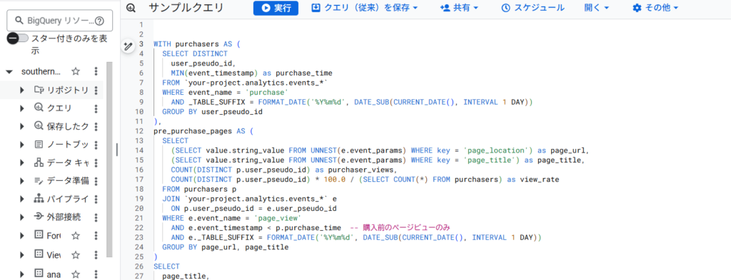 BigQueryの購入者が共通して閲覧しているページ解析画像