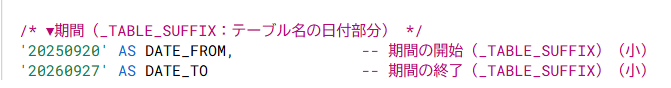 データの粒度を指定する期間の指定 